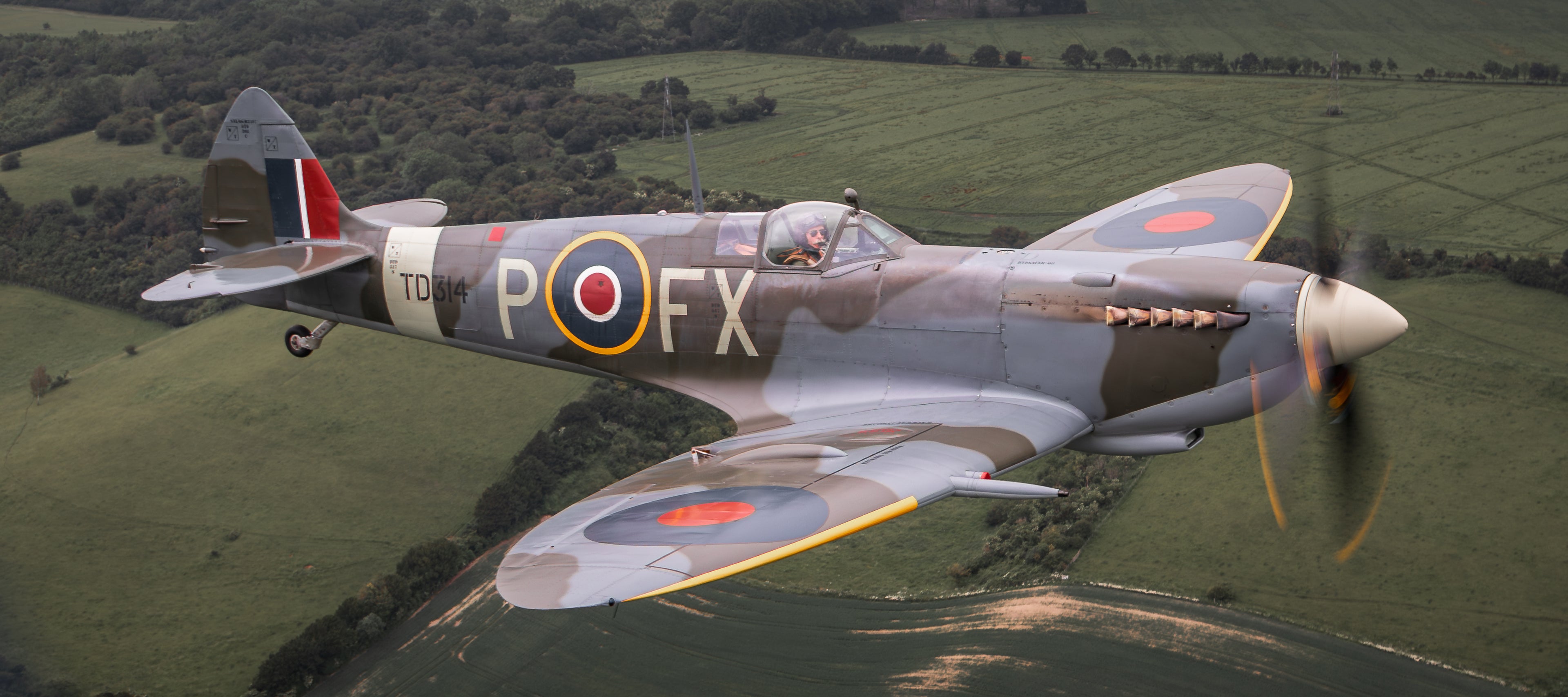 St. George Spitfire TD314 over Kent UK